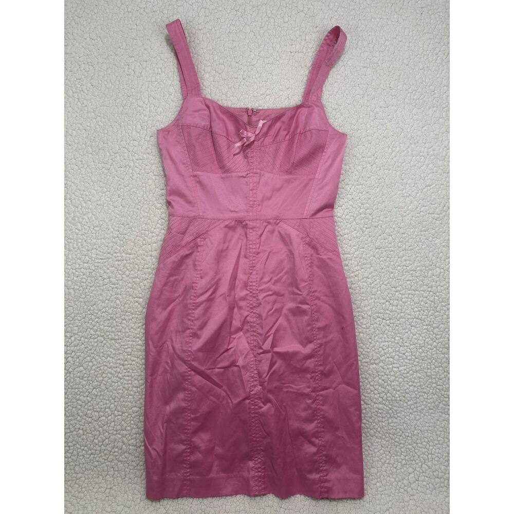 Vtg Banana Republic Pink Corset Mini Dress Y2K Barbie Bow Size 0 Stretch Bustier